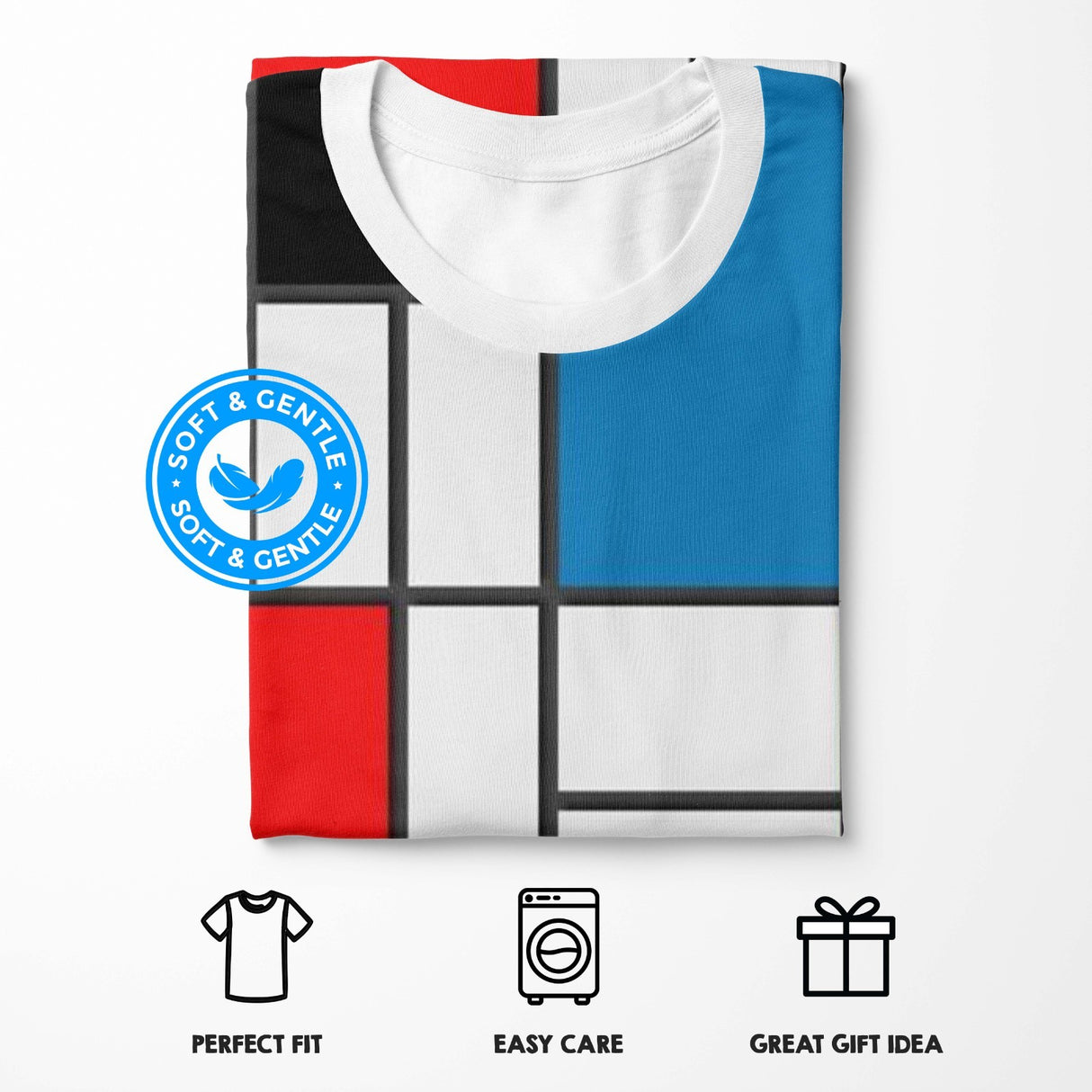 Piet Mondrian Inspired Custom All Over Printed Unisex T-Shirt Modern Art Design