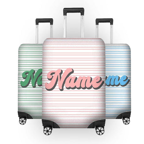 Stripe Retro Font Name Gift Custom Luggage Cover Personalise Suitcase Protector