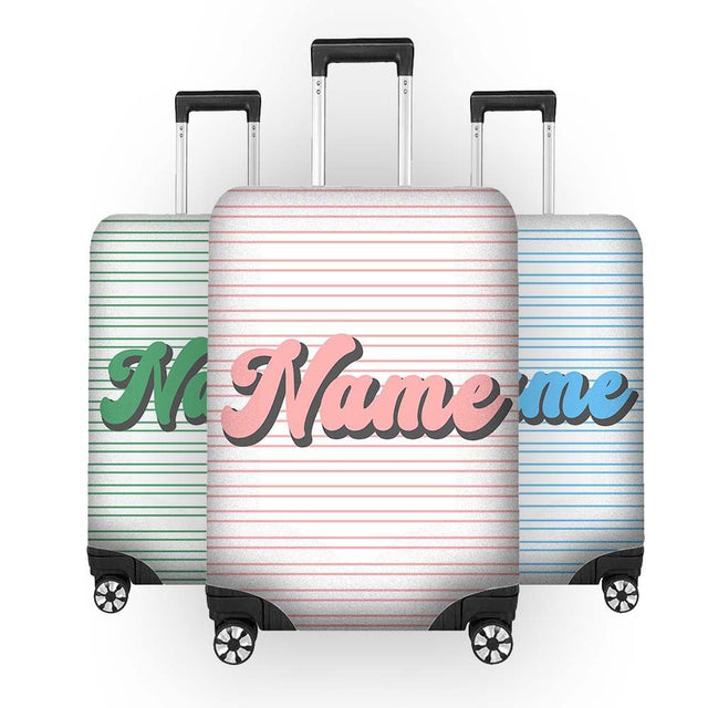 Stripe Retro Font Name Gift Custom Luggage Cover Personalise Suitcase Protector
