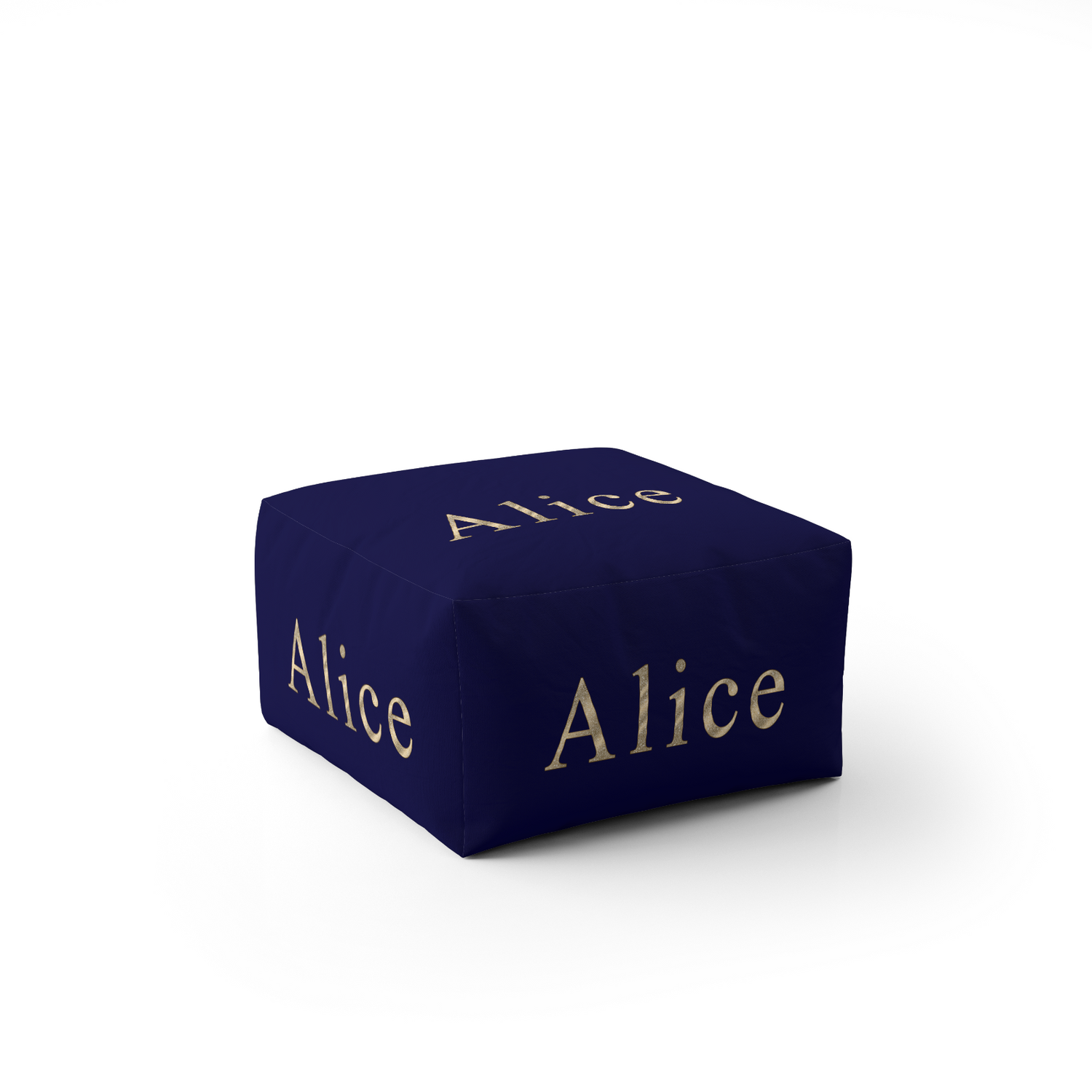 Personalised Any Name Vector Gold Coloured Ottoman Filled Pouffe Washable Cover