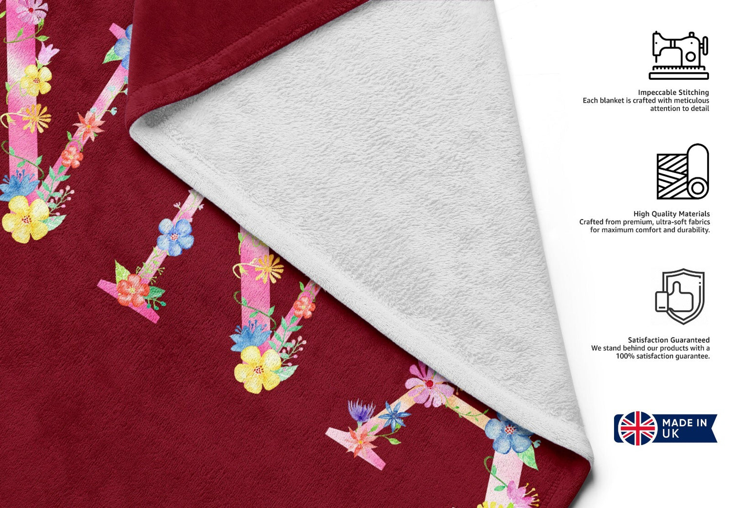 Personalised Pink Floral Alphabet Custom Colour Absorbent Beach Bath Sheet Towel