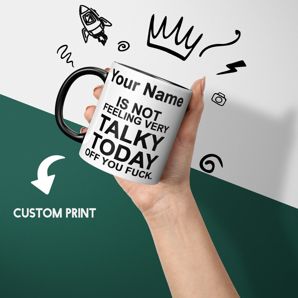 Custom Not Very Talky Design Magic Colour Changing Heat Sensitive Novelty Mug