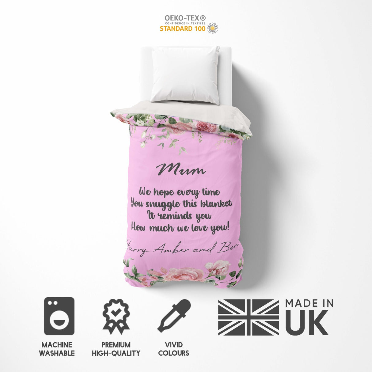 Mum We Hope Every Time Mother's Day Single Memory Novelty Bed Duvet Cover Set