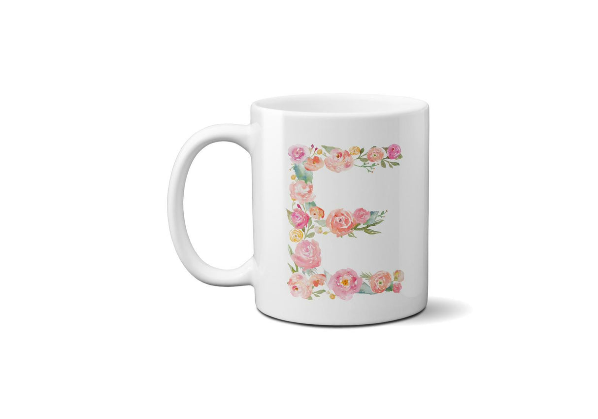 Personalised Alphabet Floral Name Initial Letter Coffee Mug Gift 11oz Ceramic