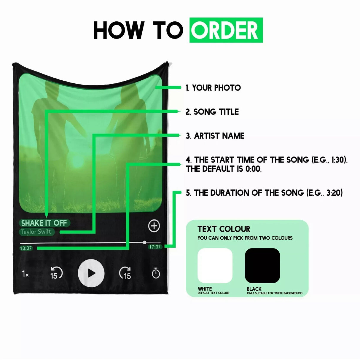 Upload Your Photo Music Player Custom Toddler Cot Bed Duvet Cover + Pillowcase