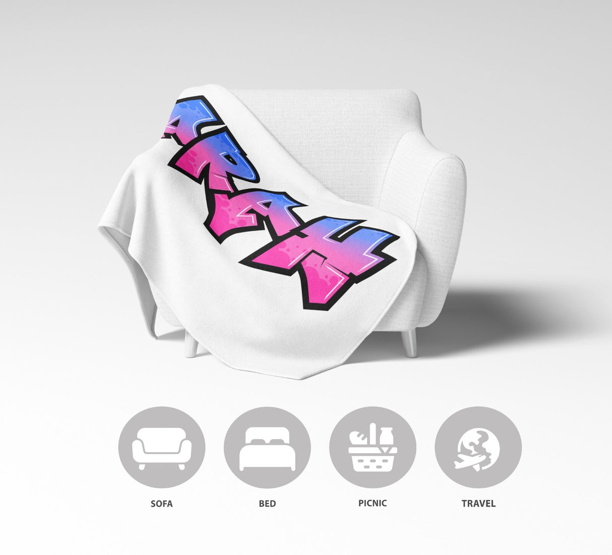 Personalised Any Name Urban Graffiti Novelty Soft Fleece Mink Blanket Gift Decor