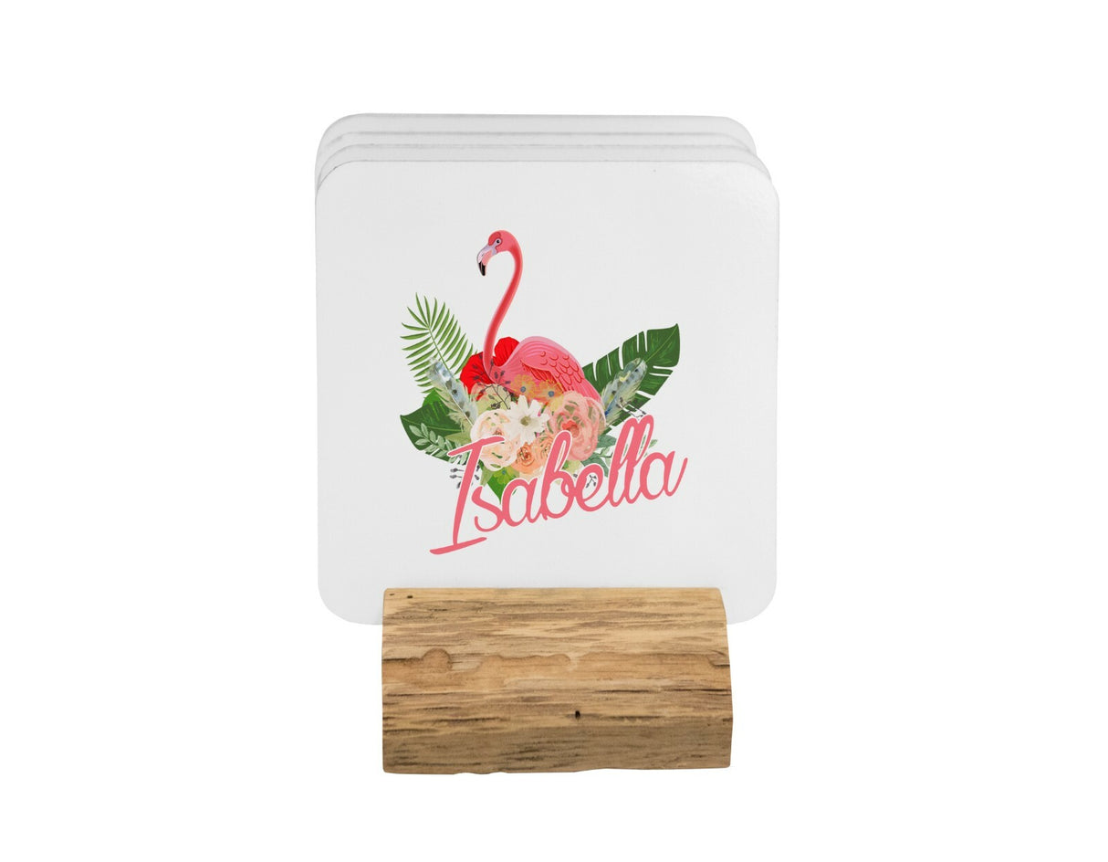 Personalised Name Flamingo Floral Coffee Tea Mug Gift 11oz Mug + Coaster
