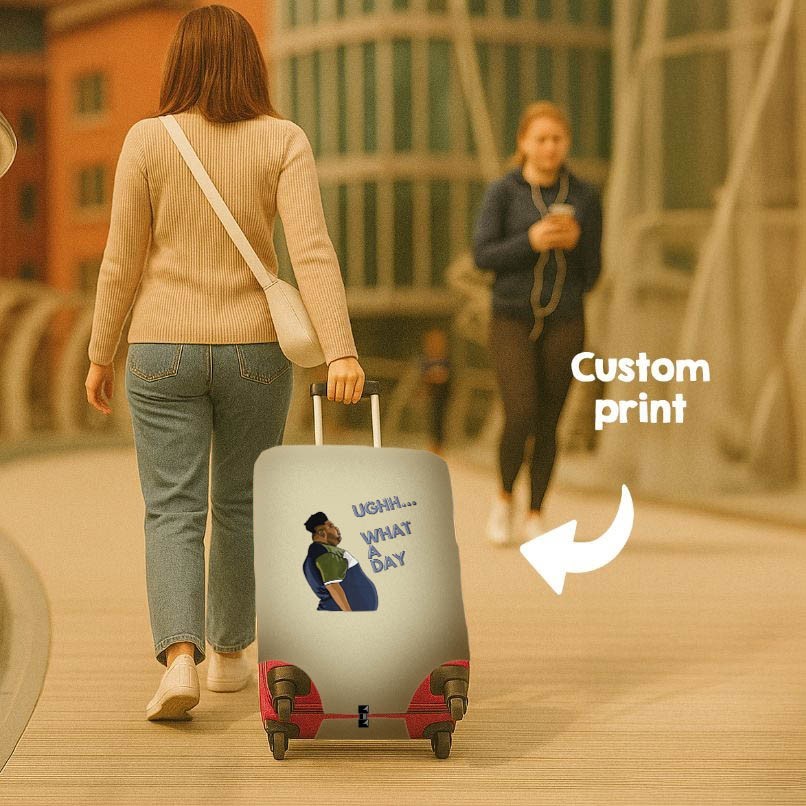 Harvey What a Day Luggage Cover – Funny Travel Suitcase Protector - Custom Gift