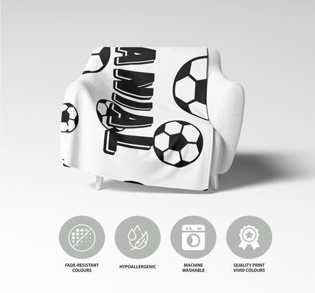 Personalised Custom Name Colour Football Fan Kids Soft Warm Fleece Blanket Decor