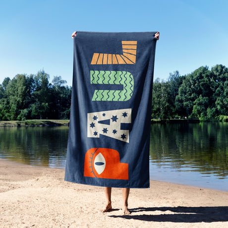 Personalised Name Kids Alphabet Onyx Coloured Absorbent Beach Bath Sheet Towel