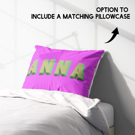 Personalised Any Name Bold Pixel 3D Soft Single Size Novelty Bed Duvet Cover