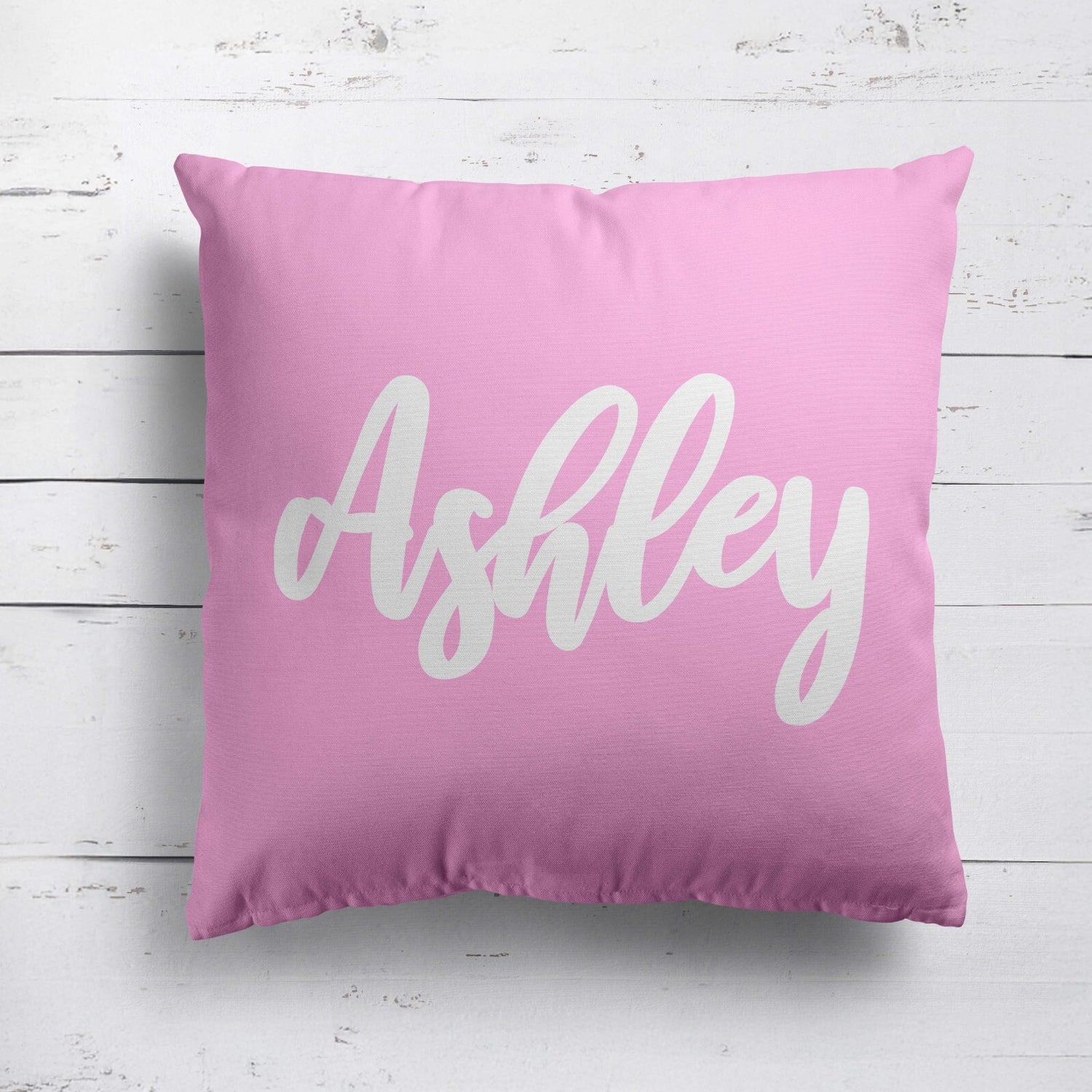 Personalised Custom Name Colour Plain Script Font Square Fill Zip Cushion Throw