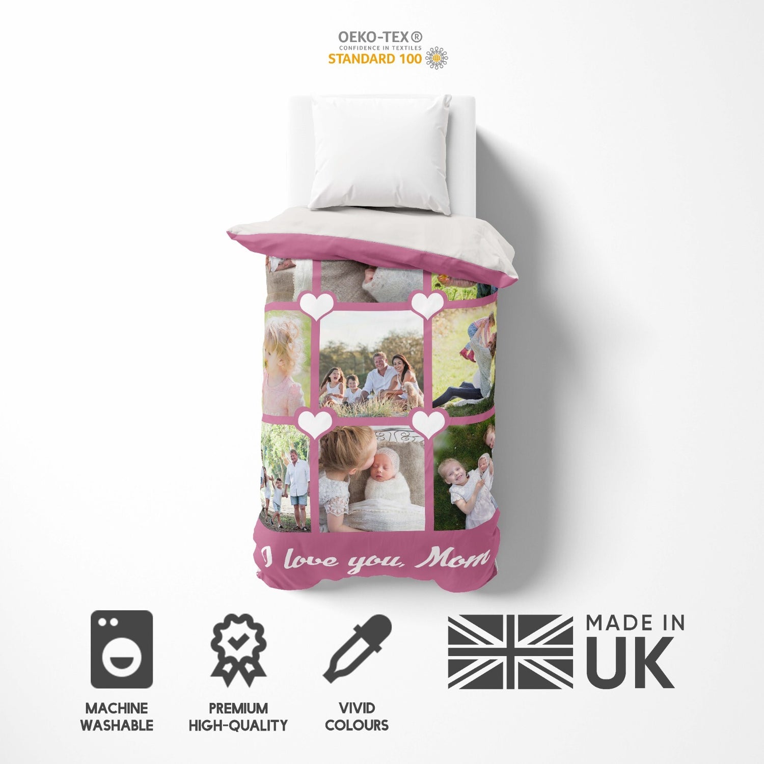 Upload Your Own Photos Mother's Day Love Single Size Novelty Bed Duvet Cover Set