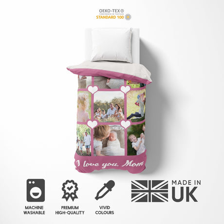 Upload Your Own Photos Mother's Day Love Single Size Novelty Bed Duvet Cover Set