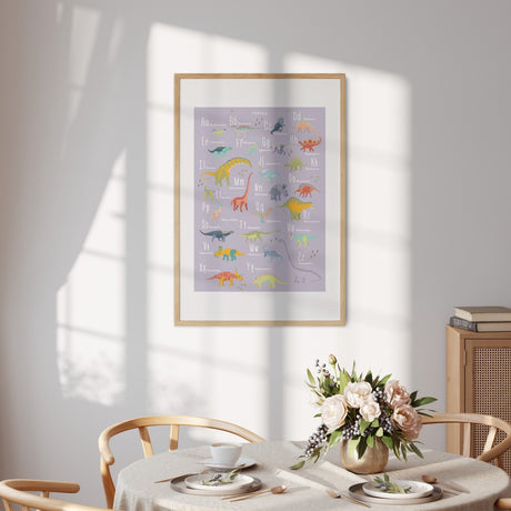 Personalised Dinosaur Alphabet Custom Name & Colour Wall Art Poster Print Decor