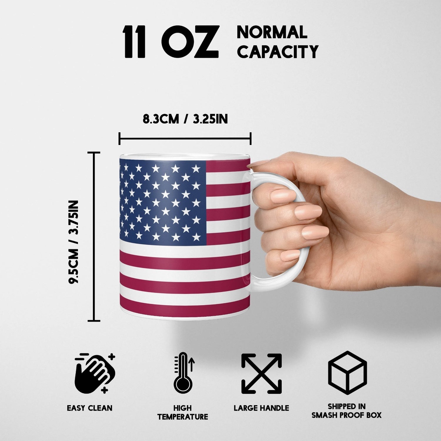 USA Flag America Design Coffee Tea Mug Cup Set Coaster Gift Him Her Custom Made