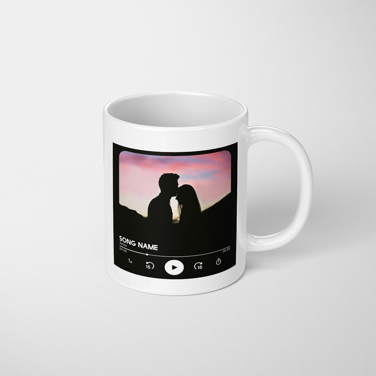 Personalised Music Player Custom Song Image Gift Coffee Tea Mug + Coaster Option