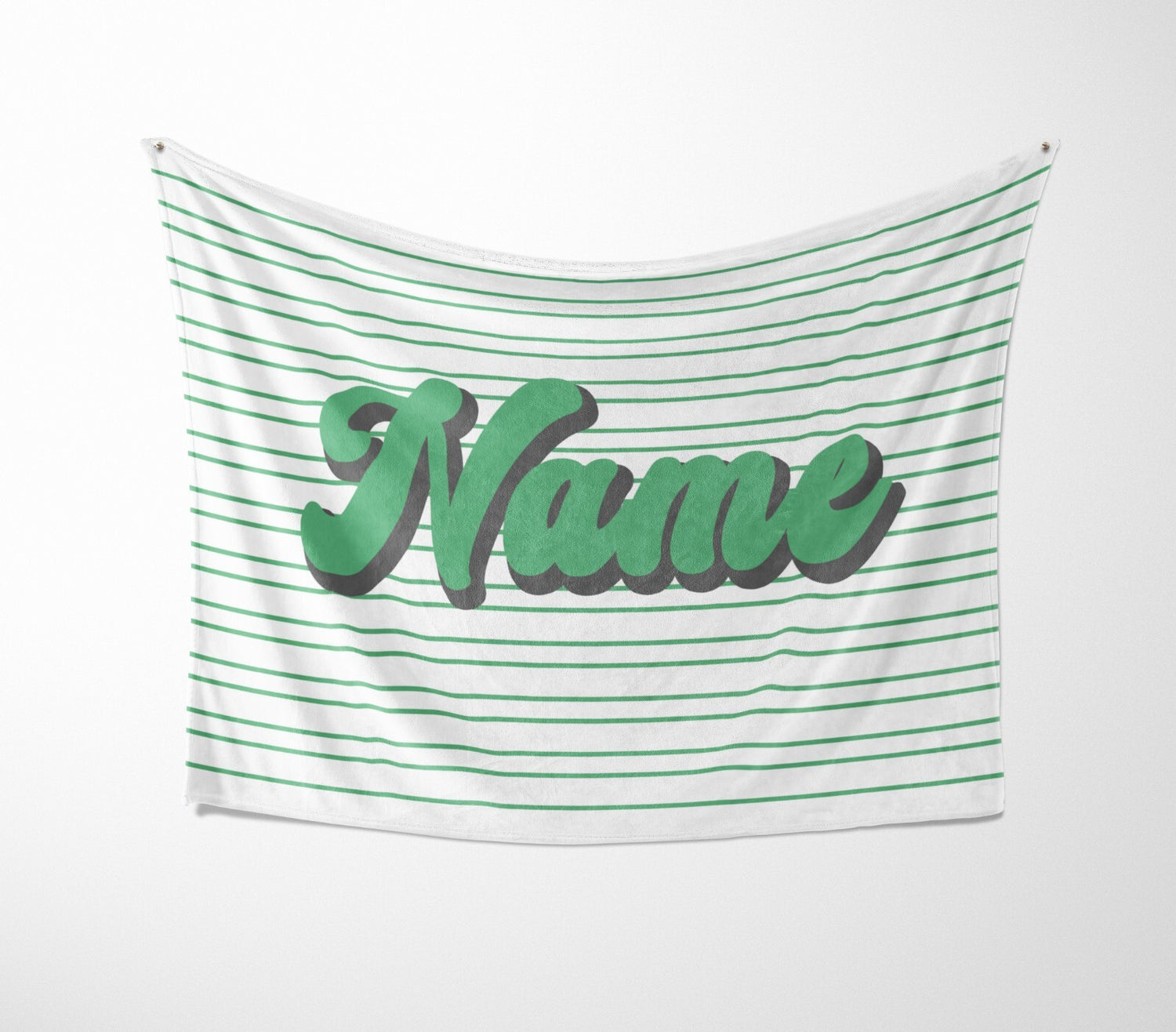 Personalised Custom Name Colour Stripe Retro Font Soft Warm Fleece Blanket Decor