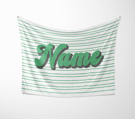 Personalised Custom Name Colour Stripe Retro Font Soft Warm Fleece Blanket Decor