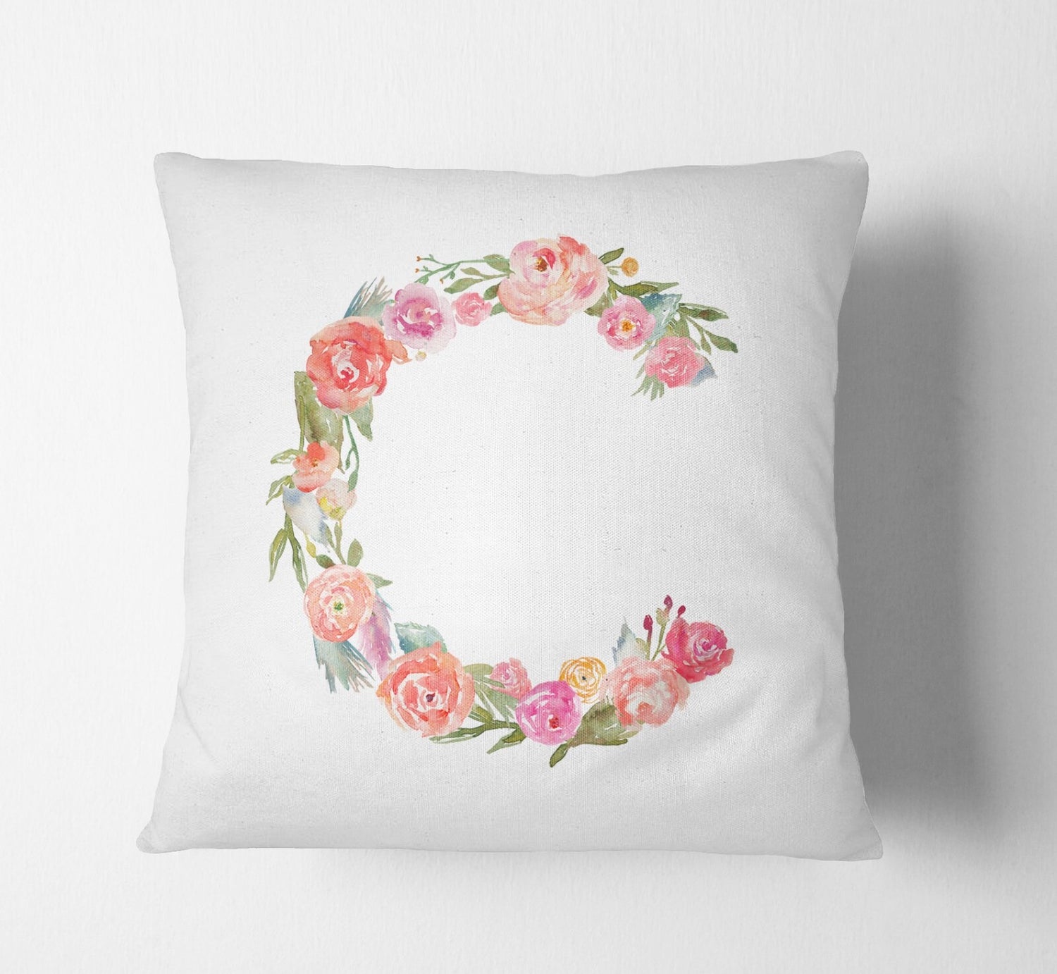 Personalised Alphabet Floral Name Initial Letter Cushion Pillow Case Insert Fill