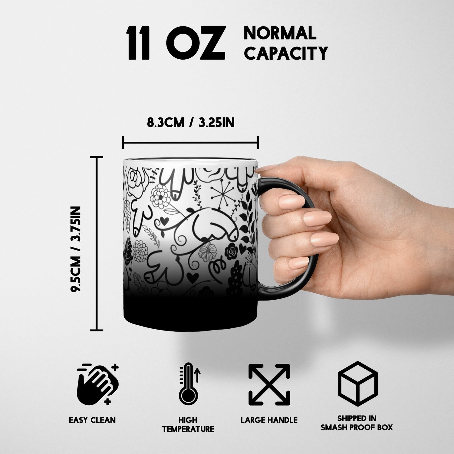 Floral Willy Pattern  DesignHeat Sensitive Magic Colour Changing Mug Novelty Cup