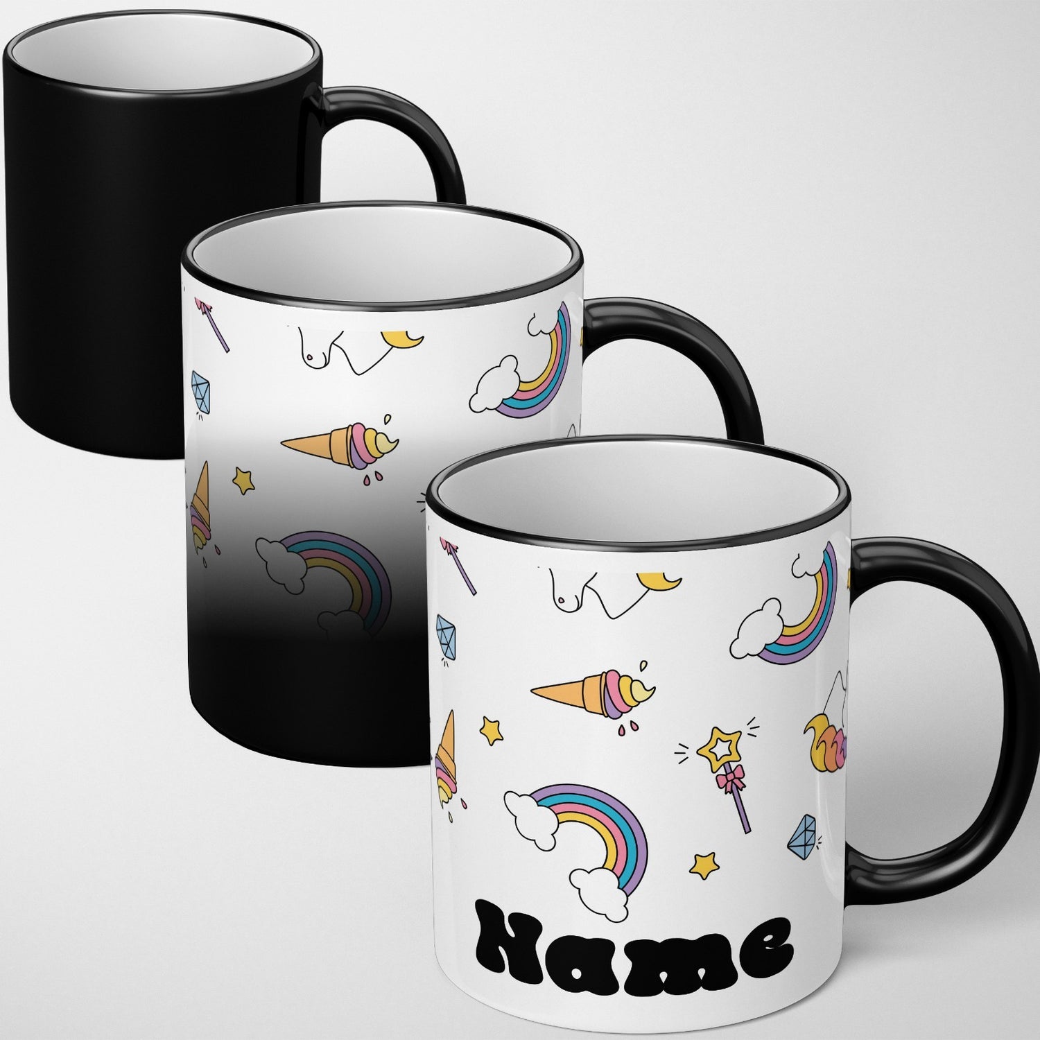 Personalised Unicorn Ice Cream Heat Sensitive Magic Colour Changing Novelty Mug