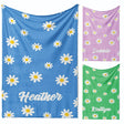 Personalised Custom Name Colour Floral Daisies Soft Warm Fleece Blanket Decor