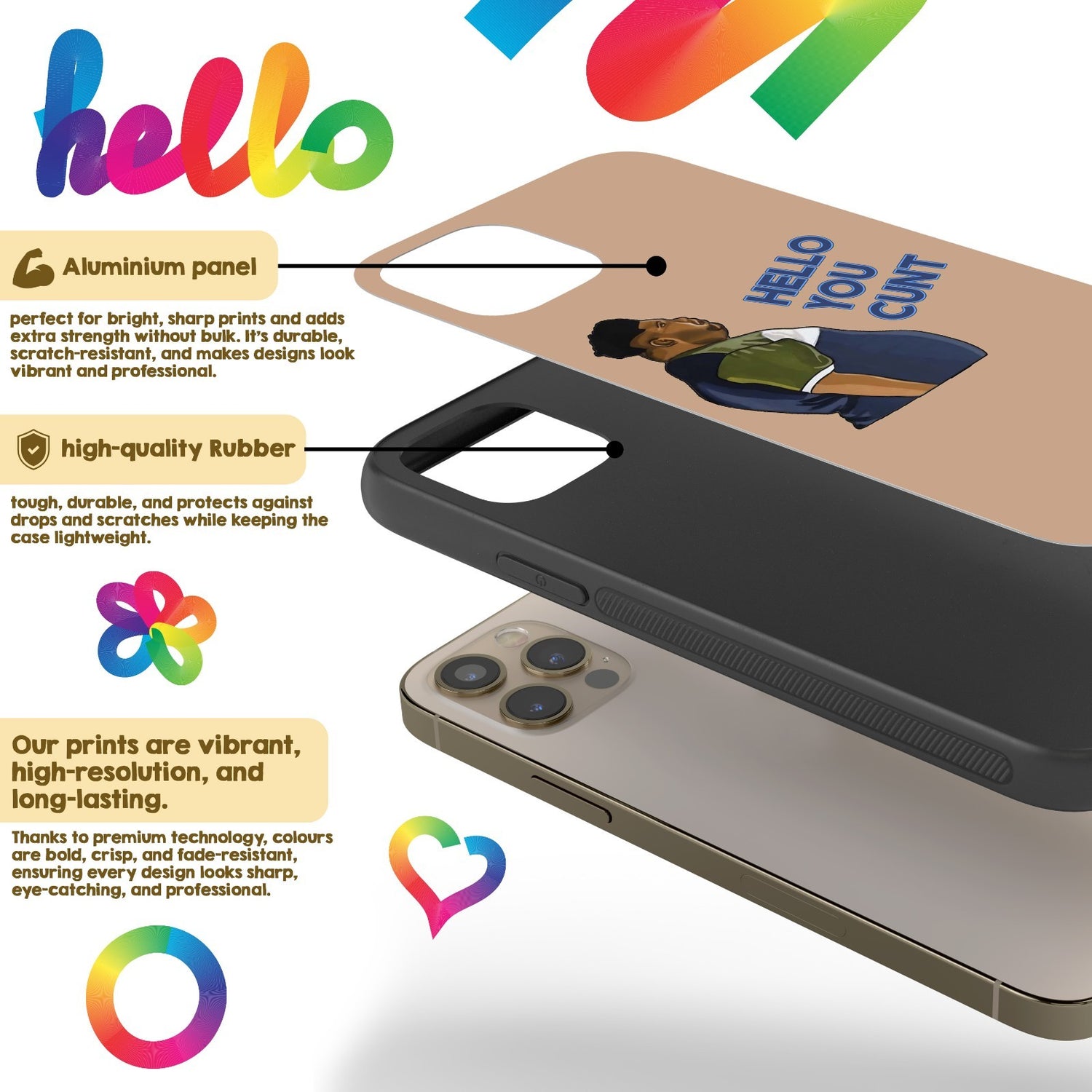 Harvey Hello You C*nt Rude Personalised Custom Cover - Printed iPhone Black Case