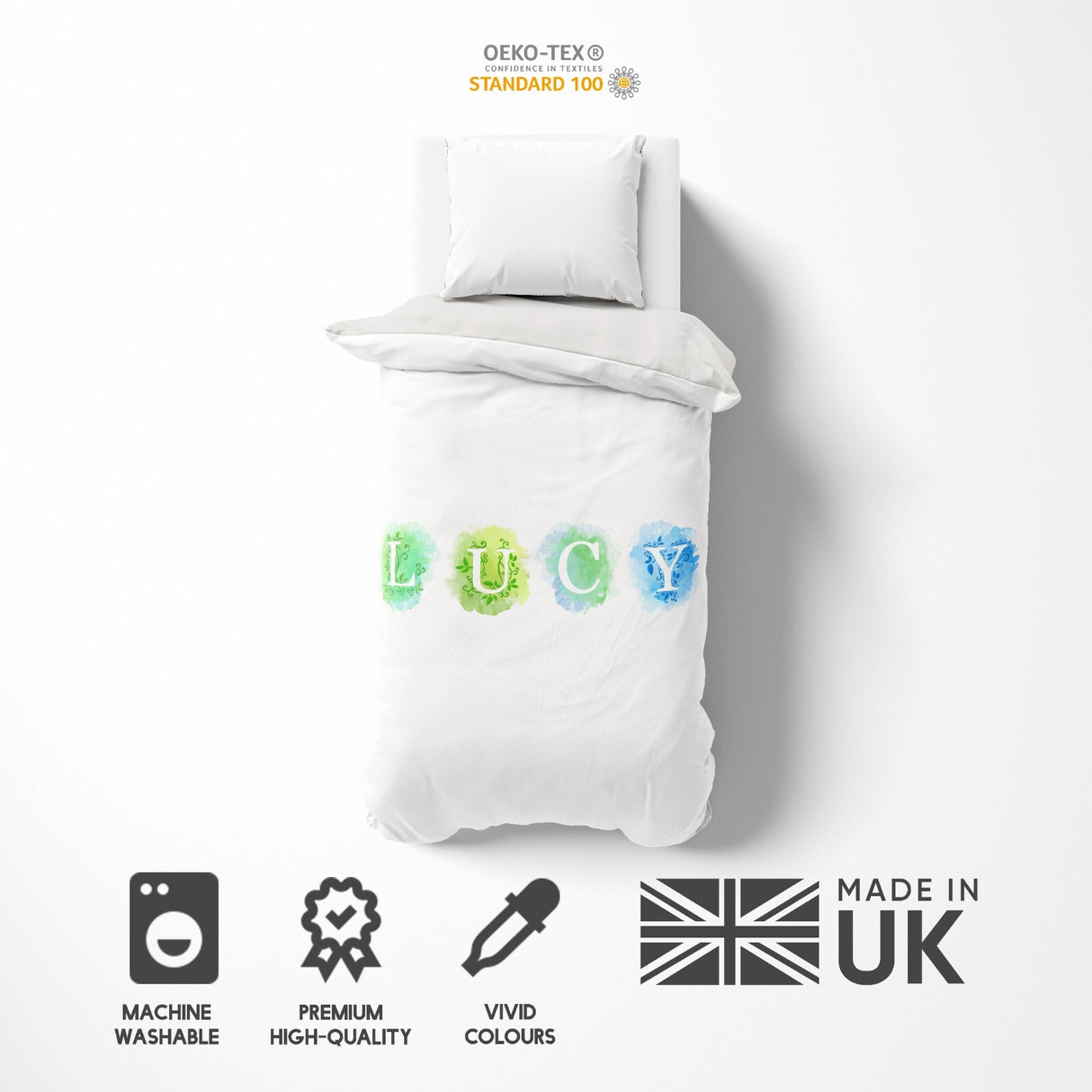 Personalised Watercolour Letters Font Soft Single Size Novelty Bed Duvet Cover