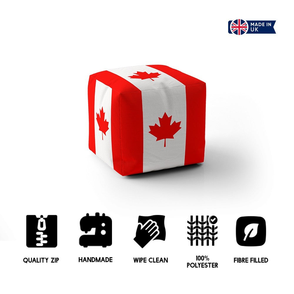 Canada Flag Canadian Ottoman Filled Pouffe Footrest Washable Cover Custom Gift