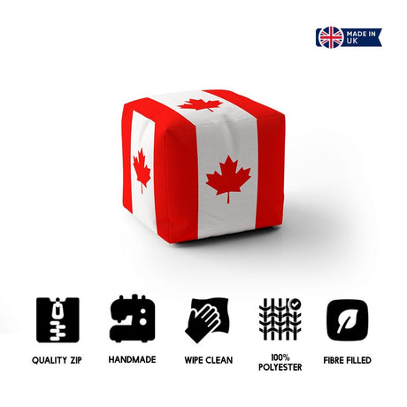 Canada Flag Canadian Ottoman Filled Pouffe Footrest Washable Cover Custom Gift