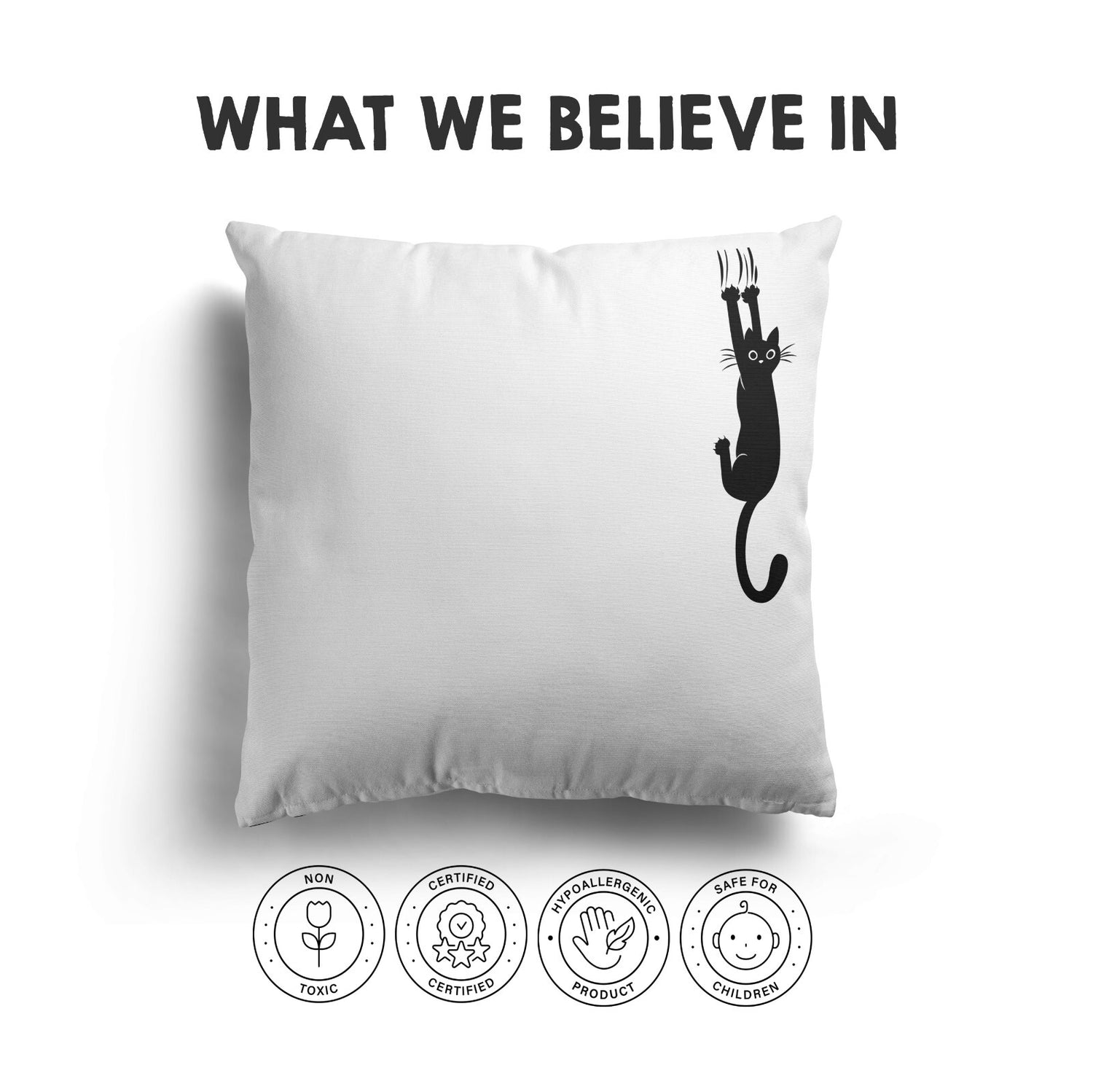 Black Cat Slipping Funny Custom Any Colour Novelty Square Filled Cushion Decor