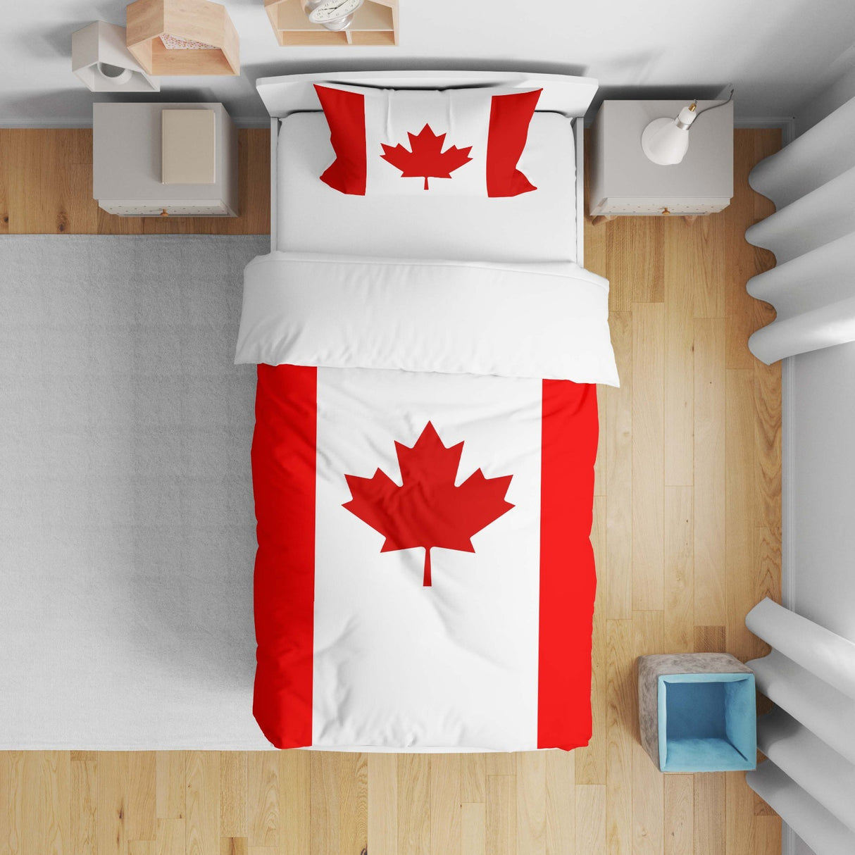 Canada Flag Canadian Cot Bed Duvet Cover Toddler Pillowcase Design Gift Custom