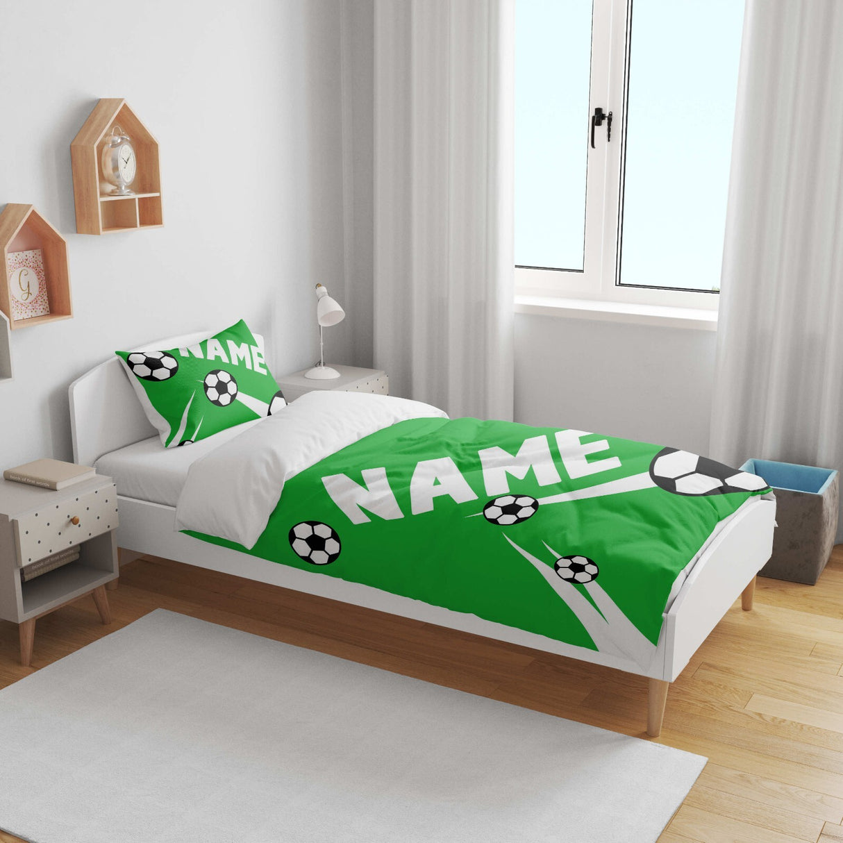 Personalised Custom Name Football Striker Kids Cot Bed Duvet Cover + Pillowcase