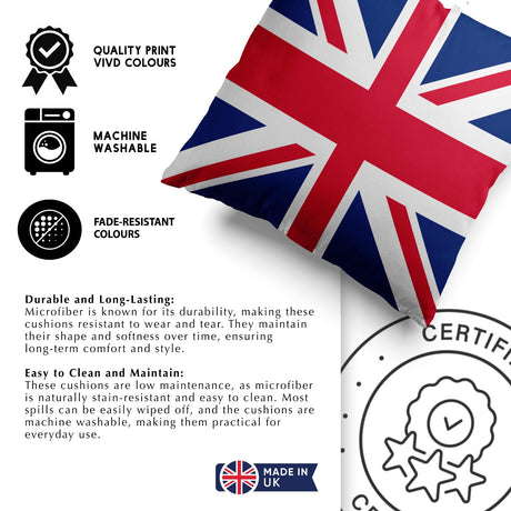 GB Flag Union Jack Flag Soft Square Filled Cushion Decorative Throw Various Size