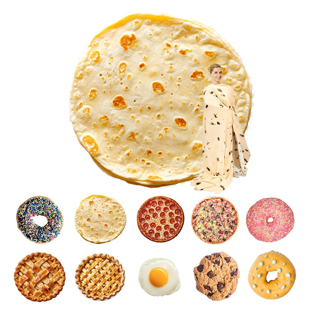 Food Themed Blanket Donut Pizza Tortilla Throw Soft Cozy Gift for Home & Office