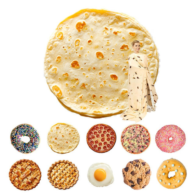 Food Themed Blanket Donut Pizza Tortilla Throw Soft Cozy Gift for Home & Office