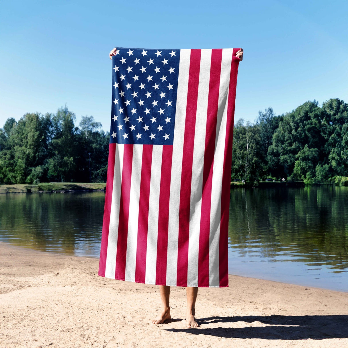 USA Flag America Towel - Highly Absorbent Beach Bath Sheet Custom Made Soft Gift