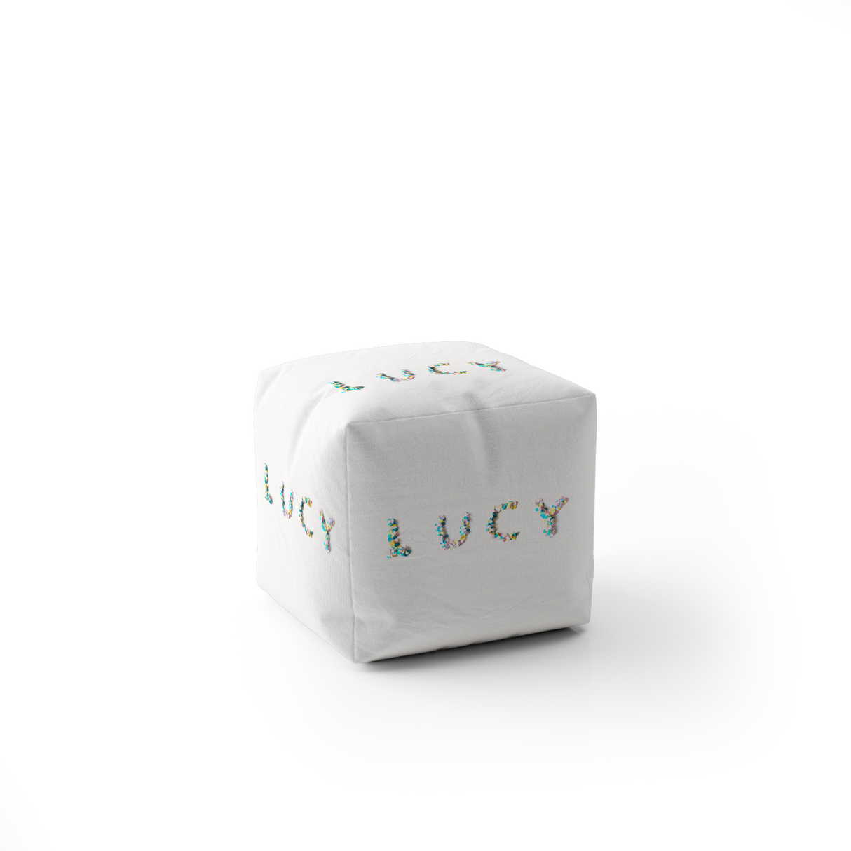 Personalised Confetti Handmade Kids Font Ottoman Filled Pouffe Washable Cover