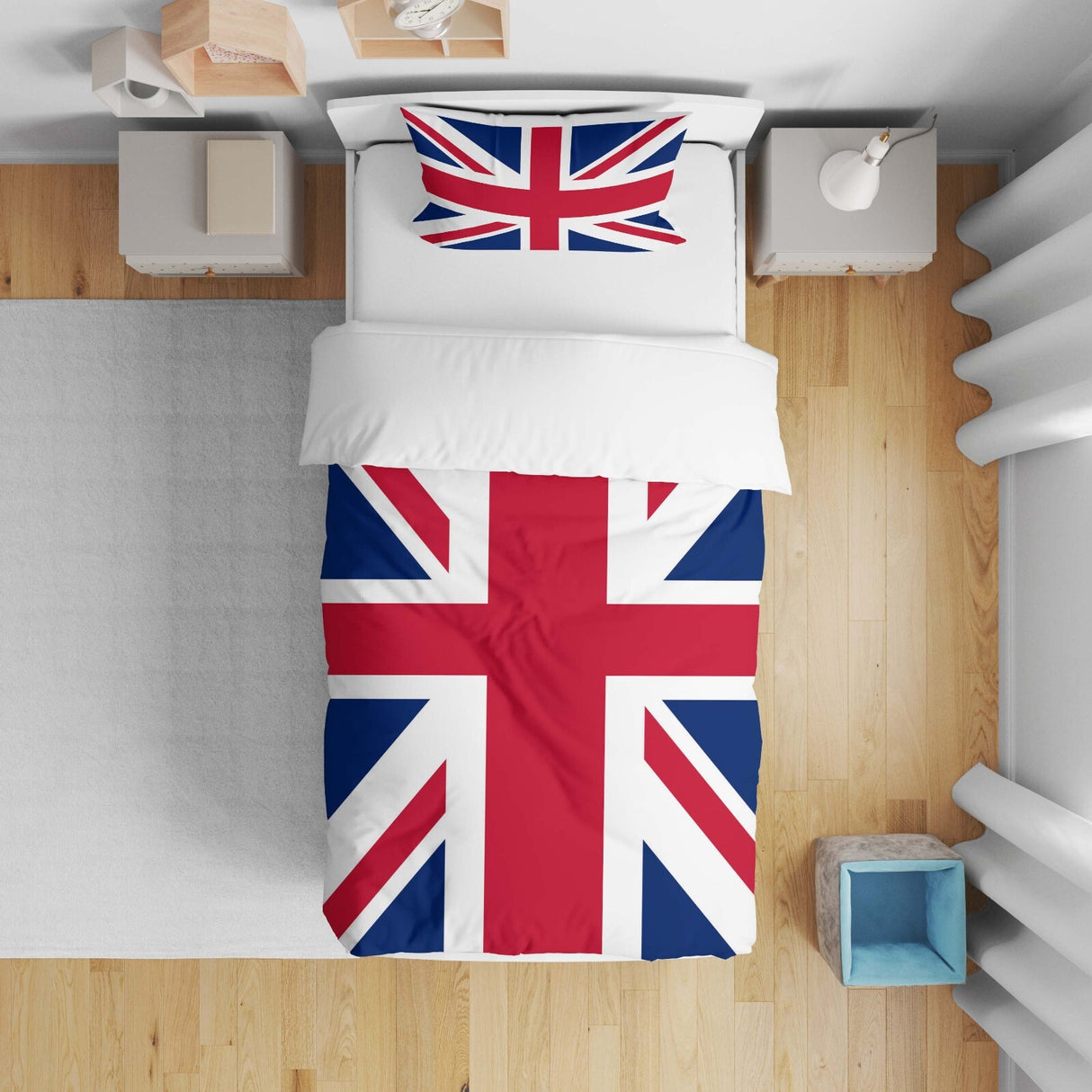 GB Flag Union Jack Flag Custom Junior Toddler Cot Bed Duvet Cover + Pillowcase