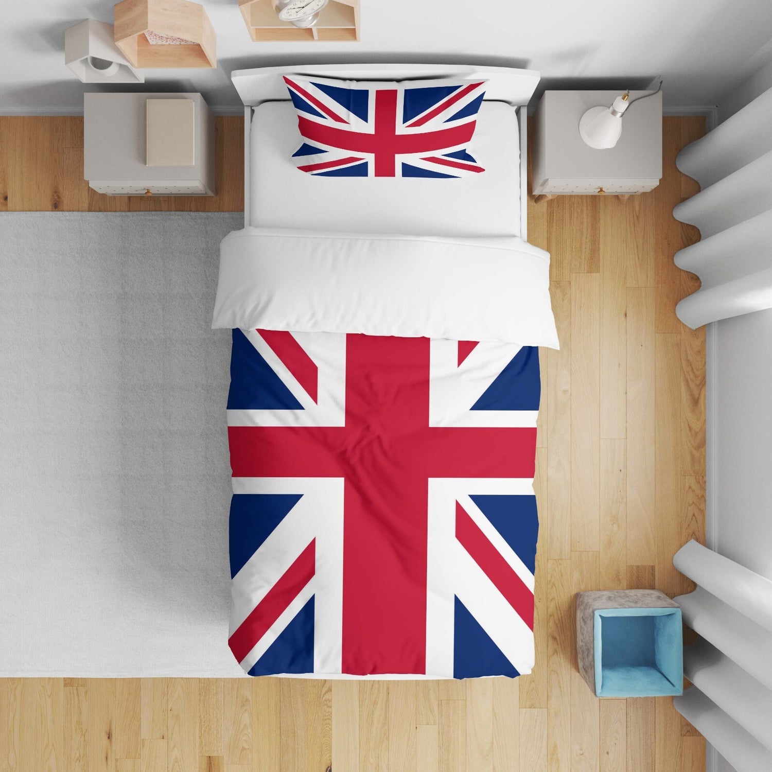 GB Flag Union Jack Flag Custom Junior Toddler Cot Bed Duvet Cover + Pillowcase