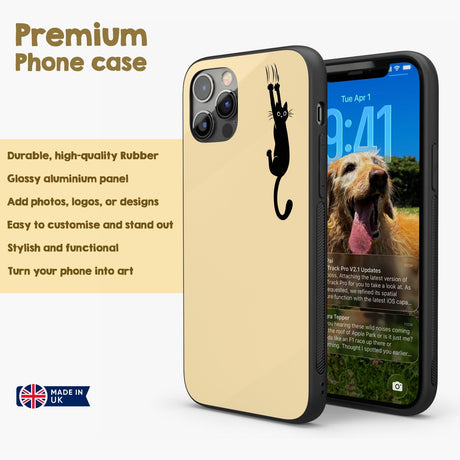 Black Cat Slipping Scratching Personalised Custom Cute Printed iPhone Black Case