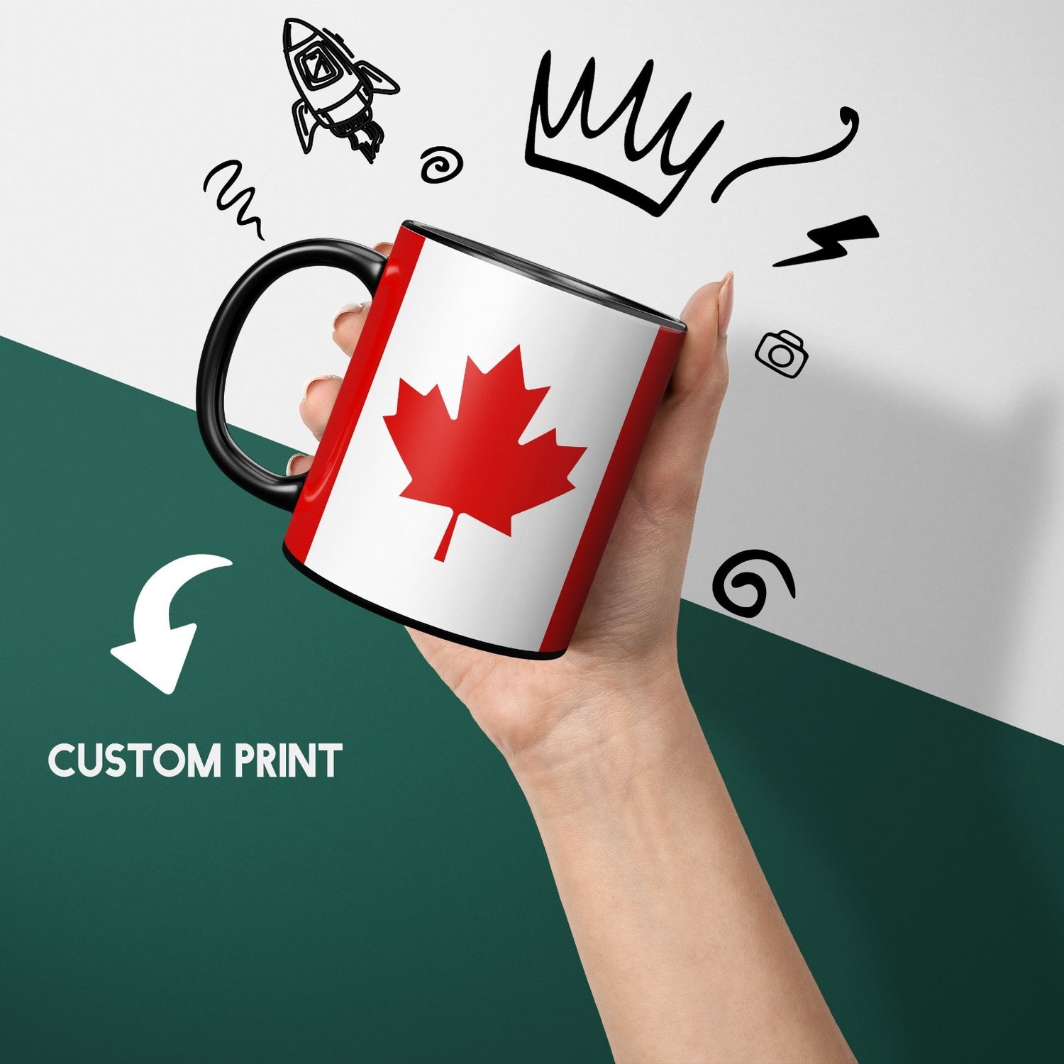 Canada Flag Design Tea Gift Heat Sensitive Magic Colour Changing Mug Custom Made
