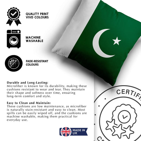 Pakistan Flag - Custom Soft Square Filled Cushion Decorative Throw Various Size