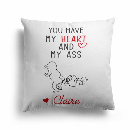 You Have My Heart Personalised Name Valentines Love Square Filled Cushion Decor