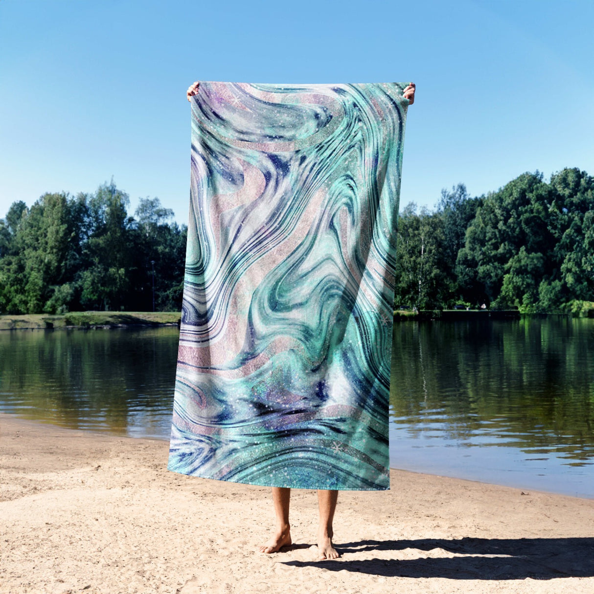 Liquid Marble Abstract Custom Design Coloured Novelty Beach Bath Sheet Towel