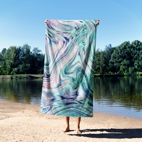 Liquid Marble Abstract Custom Design Coloured Novelty Beach Bath Sheet Towel