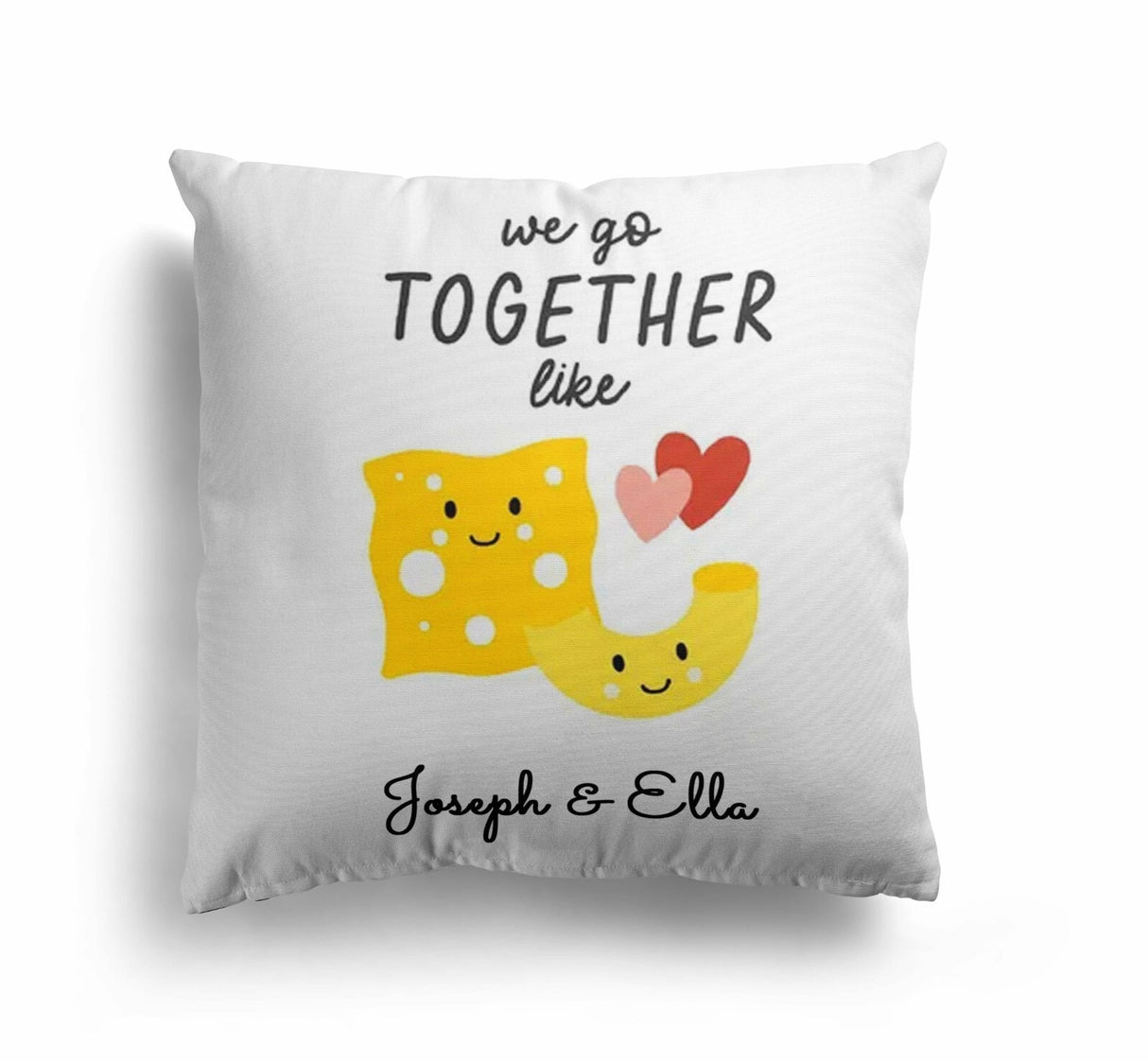 We Go Together Mac + Cheese Valentines Love Cheeky Square Filled Cushion Decor