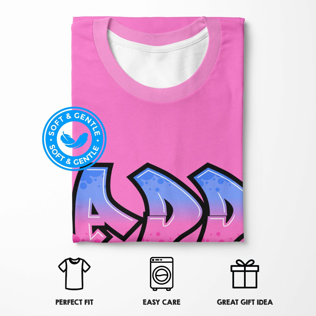 Personalised Urban Graffiti Printed T-Shirt Custom Name & Colour Unisex Adult