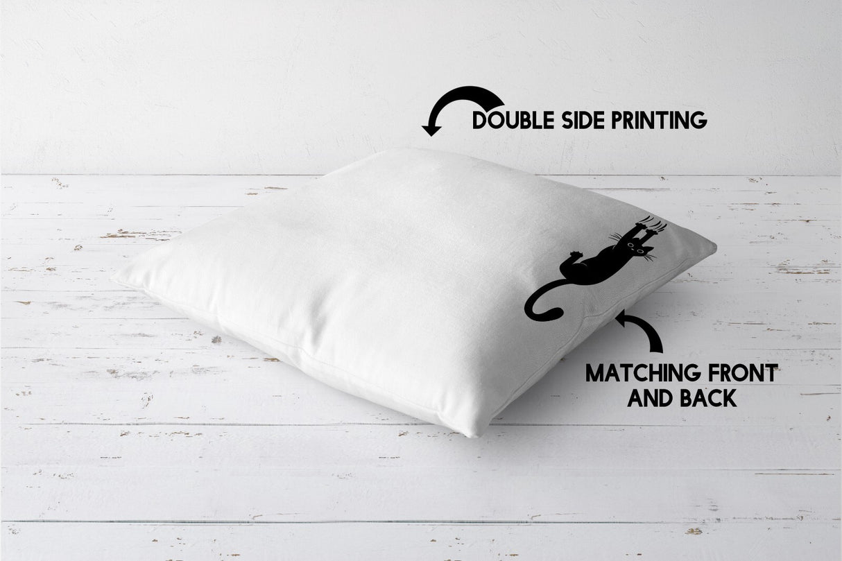 Black Cat Slipping Funny Custom Any Colour Novelty Square Filled Cushion Decor
